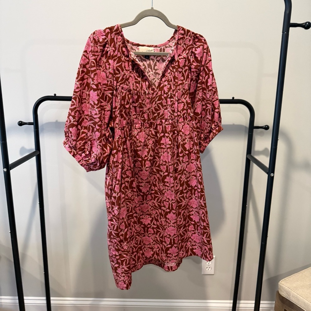 Universal Thread Pink and Burgundy Floral Dress - Picture 3 of 6
